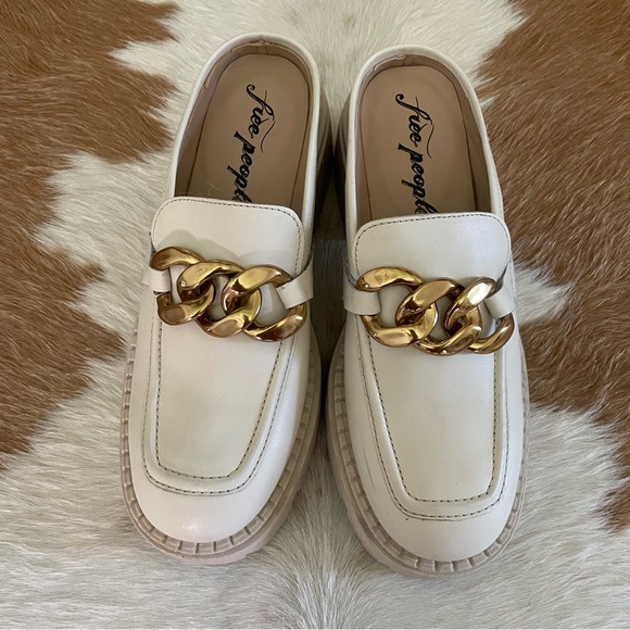 Free People Lyra Link Loafer Mules in Bone EU37.5 - Picture 2 of 9